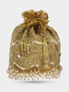 Stone cutdana bucket bag - Gold