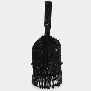 Aiza Sequins Bucket Bag - Black