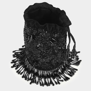Aiza Sequins Bucket Bag - Black
