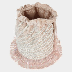 Anaya Radial Cutdana Bucket Bag - Blush