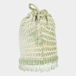 Anaya Radial Cutdana Bucket Bag - Mint Green