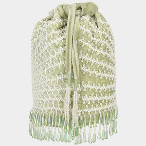 Anaya Radial Cutdana Bucket Bag - Mint Green