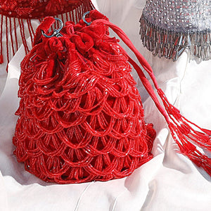 Iridescent Scallop Bucket Bag - Red
