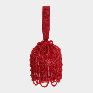 Iridescent Scallop Bucket Bag - Red