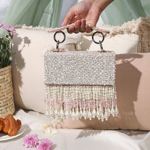 Pearl Drop Sequins Mini Bag - Blush & Silver