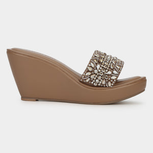 Stone Embellished Wedge Heel