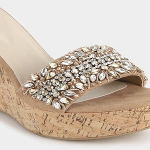 Stone embellished wedge heel