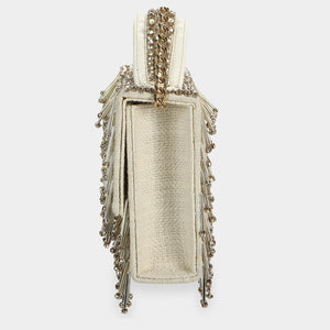 Wicked Tassel & Crystal Mini Bag - Ivory