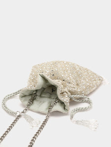 CRYSTAL ZARDOZI POTLI BAG - MINT GREEN