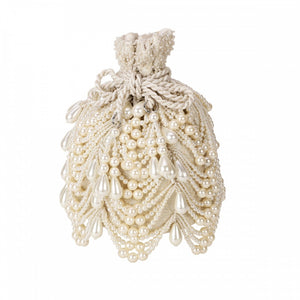 SCALLOPED OYSTER PEARL BUCKET BAG - IVORY